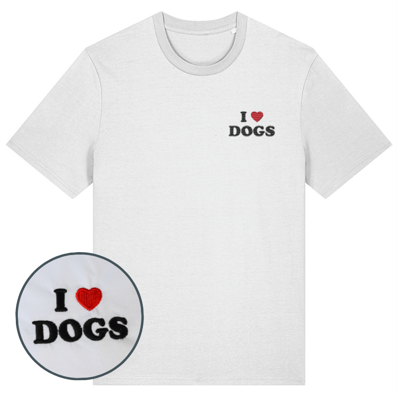 I Love Dogs - Embroidered Organic T-Shirt (Unisex)